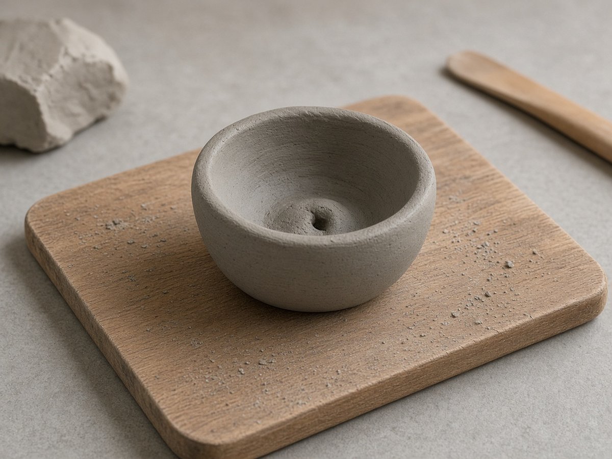 Pinch forming a clay bowl